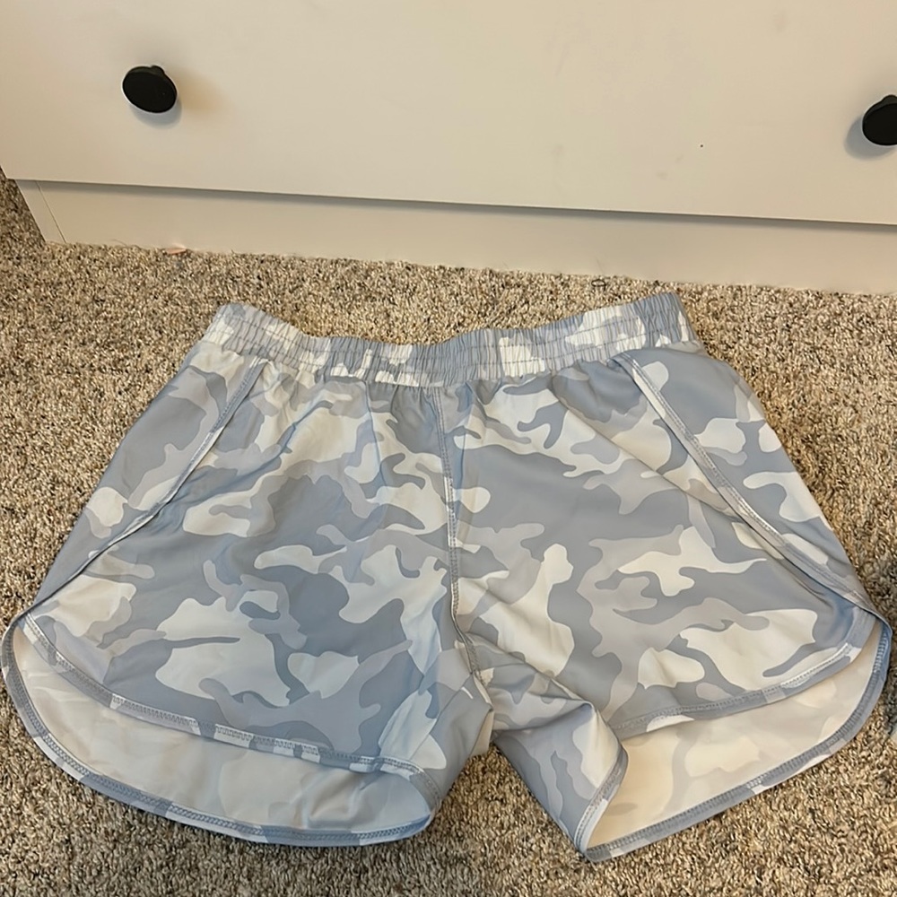 Camo blue shorts, size S